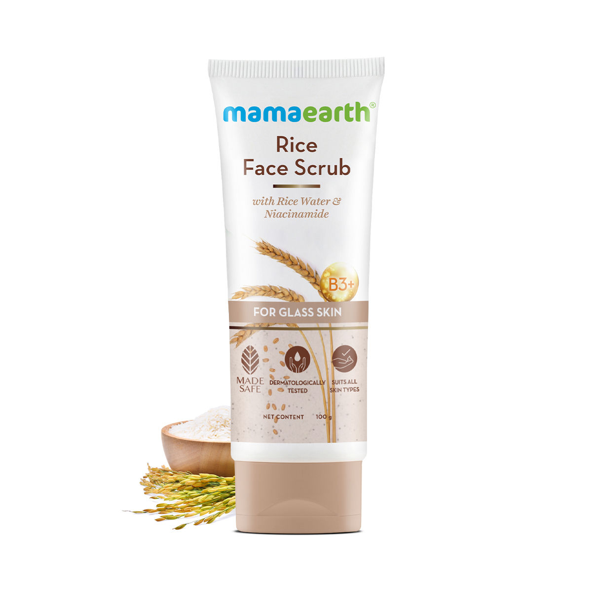 Mamaearth Rice Face Scrub For Glowing Skin With Rice Water & Niacinamide For Glass Skin